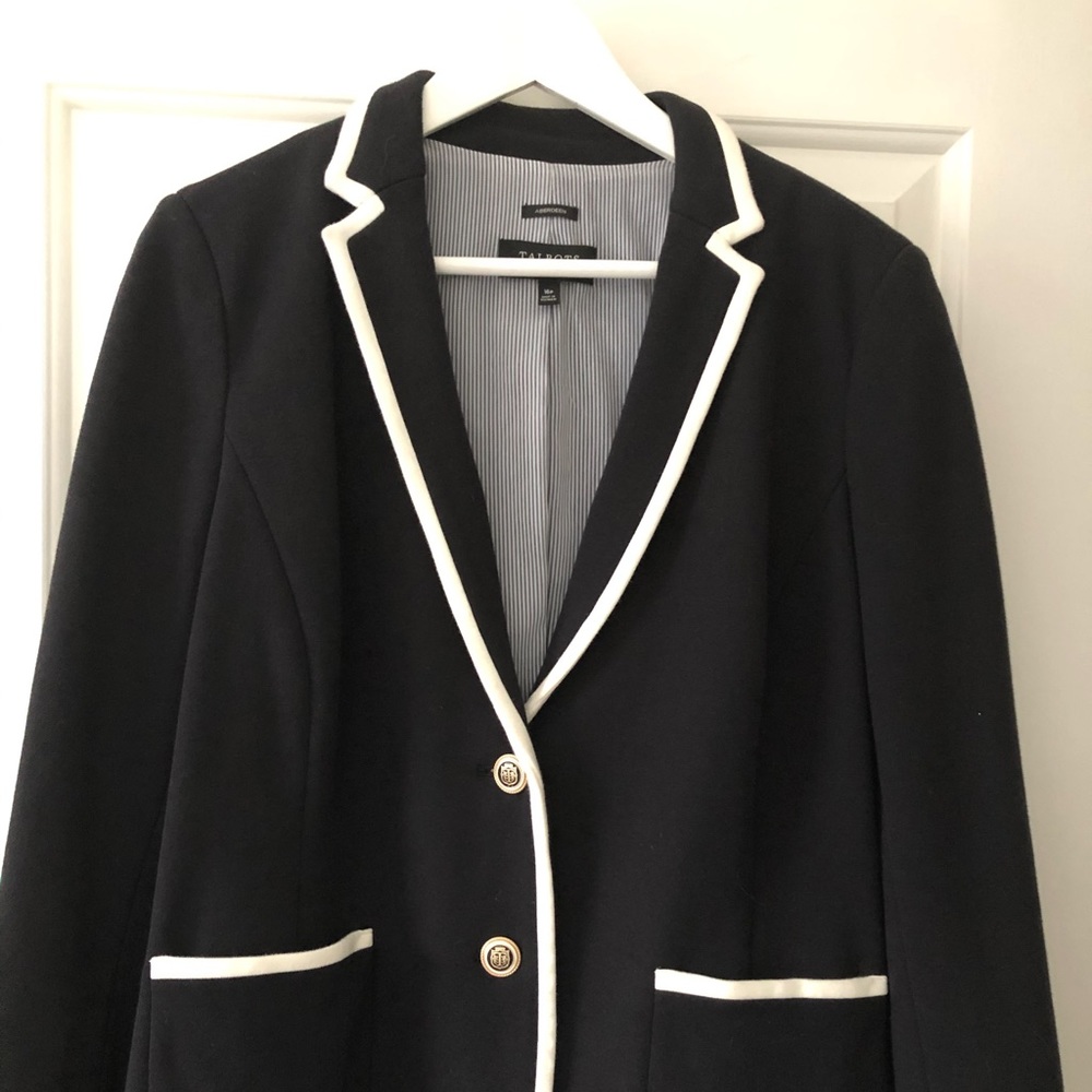 Talbots Black Blazer with White Trim